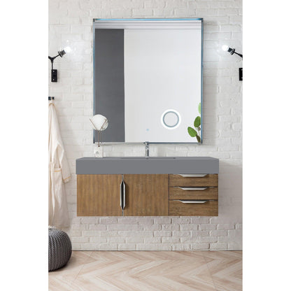 James Martin Vanities Mercer Island 48" Latte Oak Single Vanity With Dusk Grey Glossy Composite Top