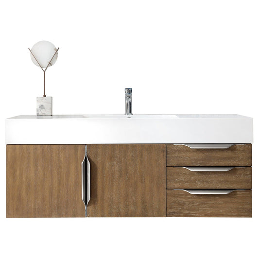 James Martin Vanities Mercer Island 48" Latte Oak Single Vanity With Glossy White Composite Top