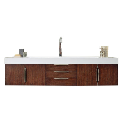 James Martin Vanities Mercer Island 72" Coffee Oak Single Vanity With Glossy White Composite Top