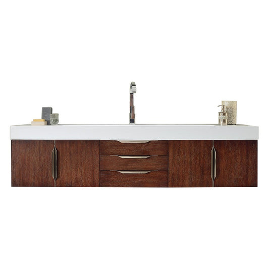 James Martin Vanities Mercer Island 72" Coffee Oak Single Vanity With Glossy White Composite Top