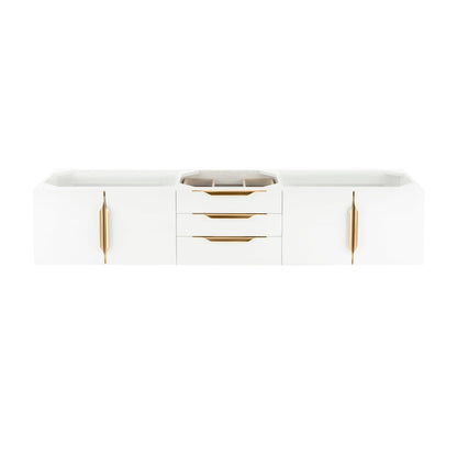 James Martin Vanities Mercer Island 72" Glossy White, Radiant Gold Double Vanity