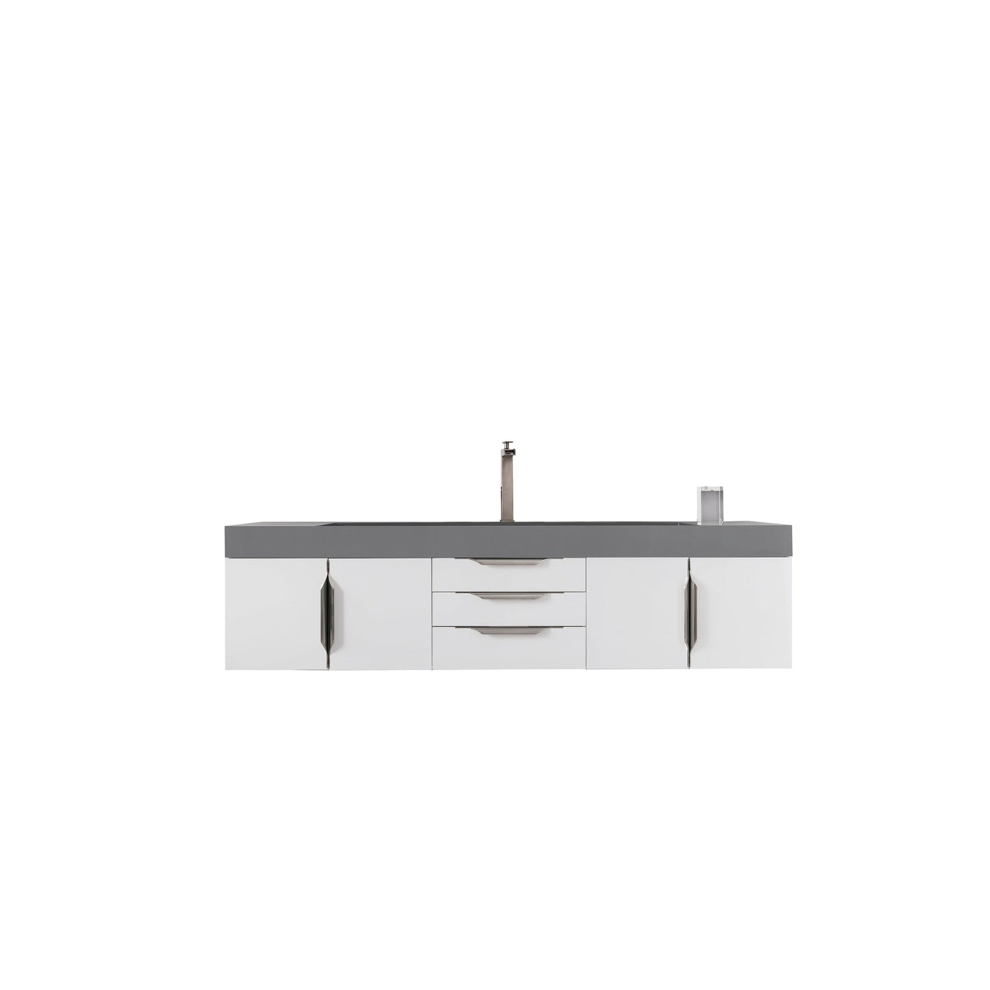 James Martin Vanities Mercer Island 72" Glossy White Single Vanity With Dusk Grey Glossy Composite Top