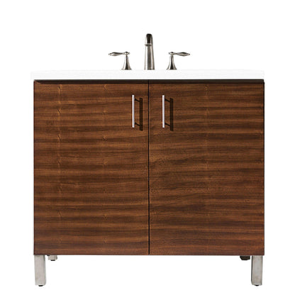 James Martin Vanities Metropolitan 36" American Walnut Single Vanity With 3cm White Zeus Quartz Top