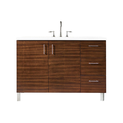 James Martin Vanities Metropolitan 48" American Walnut Single Vanity With 3cm White Zeus Quartz Top