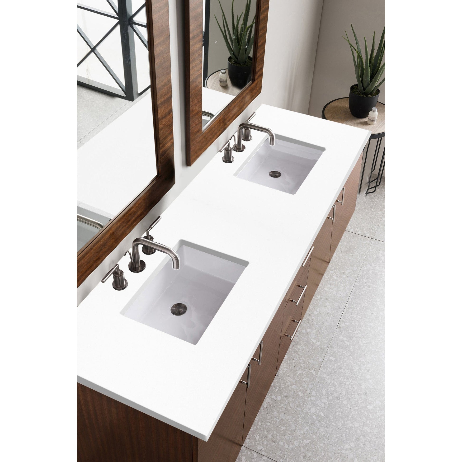 James Martin Vanities Metropolitan 72" American Walnut Double Vanity With 3cm White Zeus Quartz Top