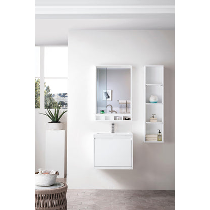 James Martin Vanities Milan 23.6" Glossy White Single Vanity Cabinet With Glossy White Composite Top