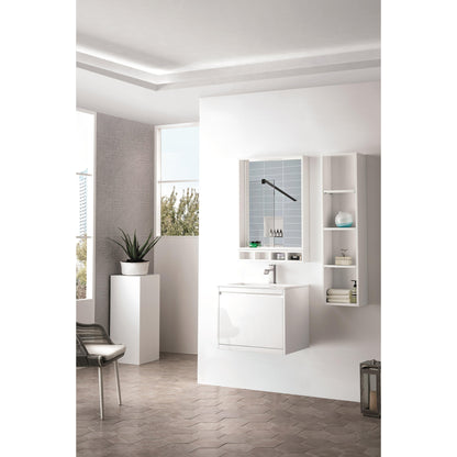 James Martin Vanities Milan 23.6" Glossy White Single Vanity Cabinet With Glossy White Composite Top