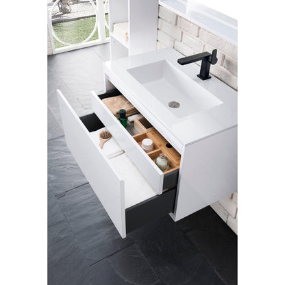 James Martin Vanities Milan 31.5" Glossy White Single Vanity Cabinet With Glossy White Composite Top