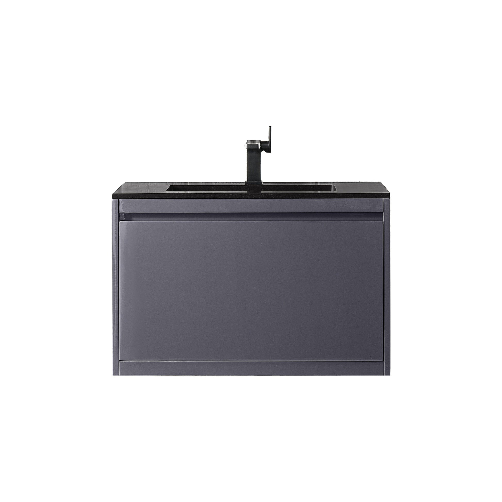 James Martin Vanities Milan 31.5" Modern Grey Glossy Single Vanity Cabinet With Charcoal Black Composite Top
