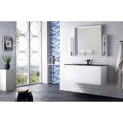 James Martin Vanities Milan 47.3" Glossy White Single Vanity Cabinet With Charcoal Black Composite Top