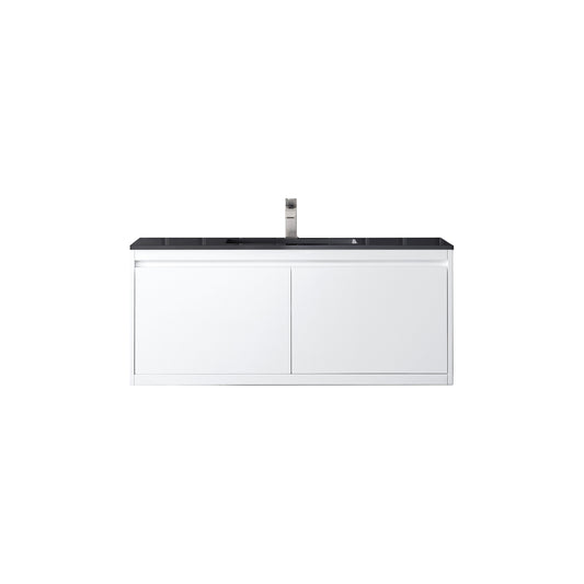 James Martin Vanities Milan 47.3" Glossy White Single Vanity Cabinet With Charcoal Black Composite Top