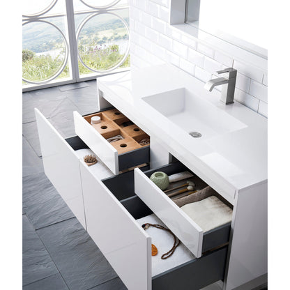 James Martin Vanities Milan 47.3" Glossy White Single Vanity Cabinet With Glossy White Composite Top