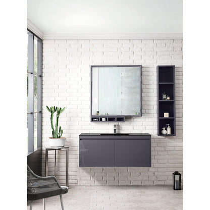 James Martin Vanities Milan 47.3" Modern Grey Glossy Single Vanity Cabinet With Charcoal Black Composite Top