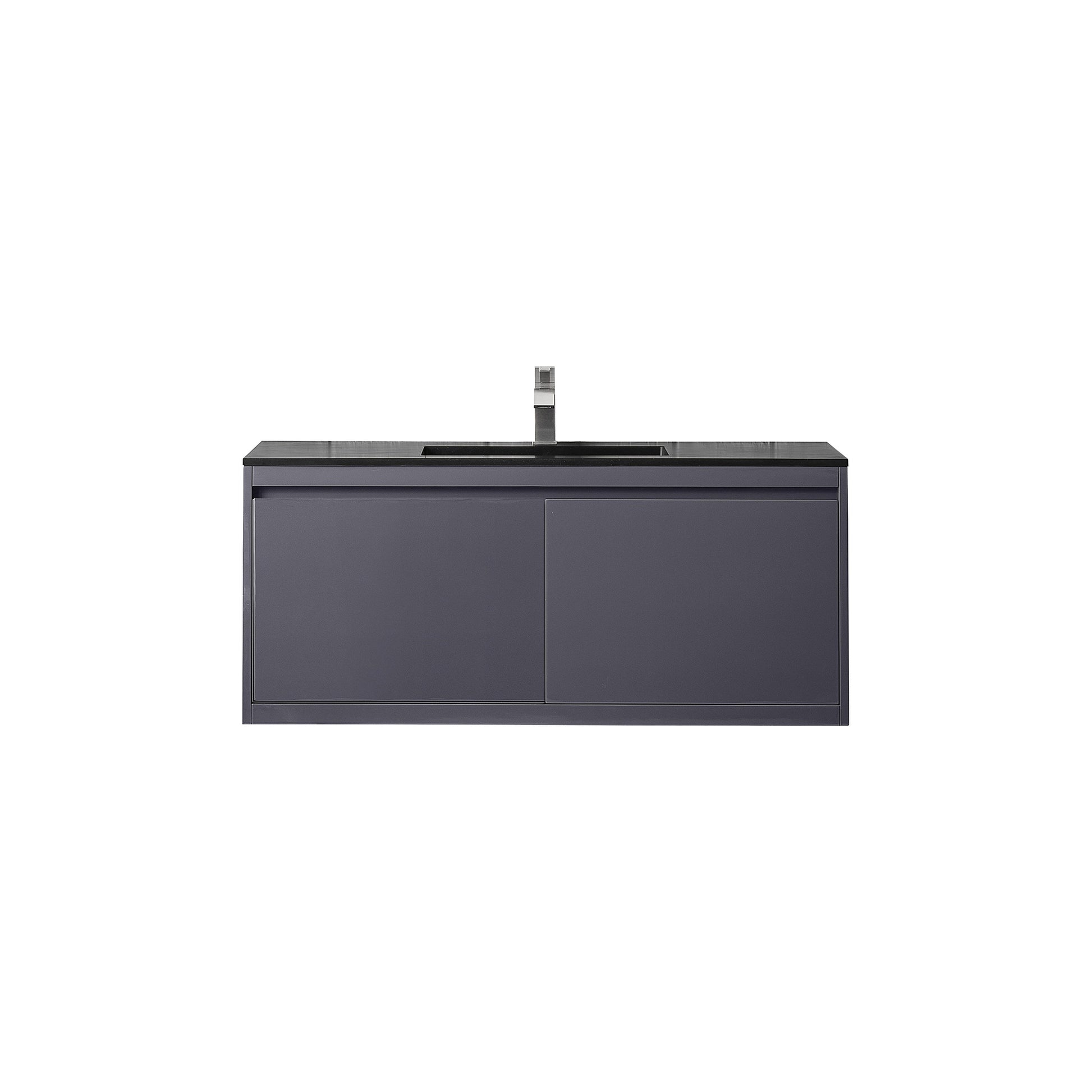 James Martin Vanities Milan 47.3" Modern Grey Glossy Single Vanity Cabinet With Charcoal Black Composite Top