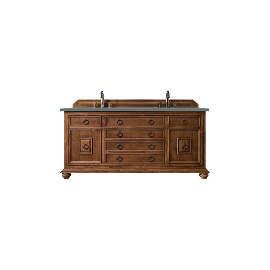 James Martin Vanities Mykonos 72" Cinnamon Double Vanity Cabinet With 3cm Cala Blue Quartz Top