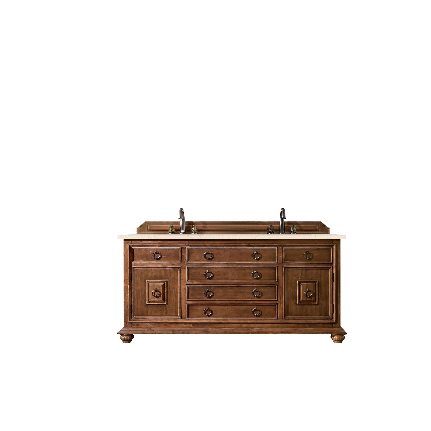 James Martin Vanities Mykonos 72" Cinnamon Double Vanity Cabinet With 3cm Eternal Marfil Quartz Top