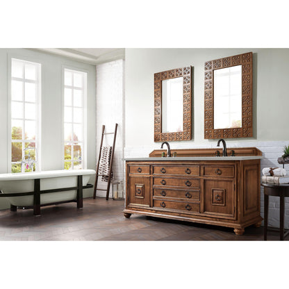 James Martin Vanities Mykonos 72" Cinnamon Double Vanity Cabinet With 3cm Eternal Serena Quartz Top