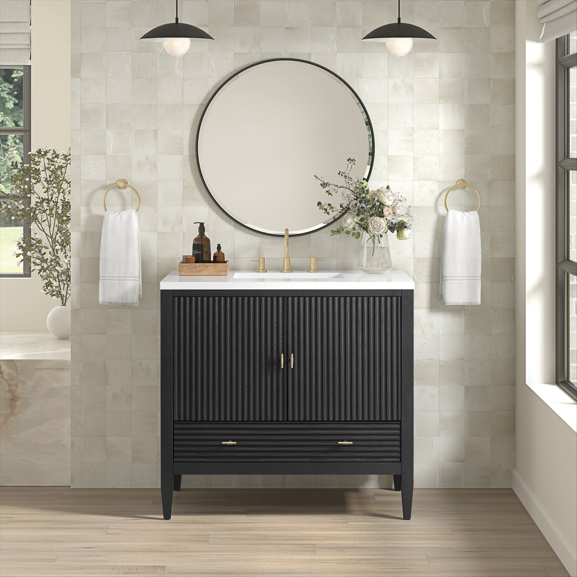 James Martin Vanities Myrrin 36" Carbon Oak Vanity