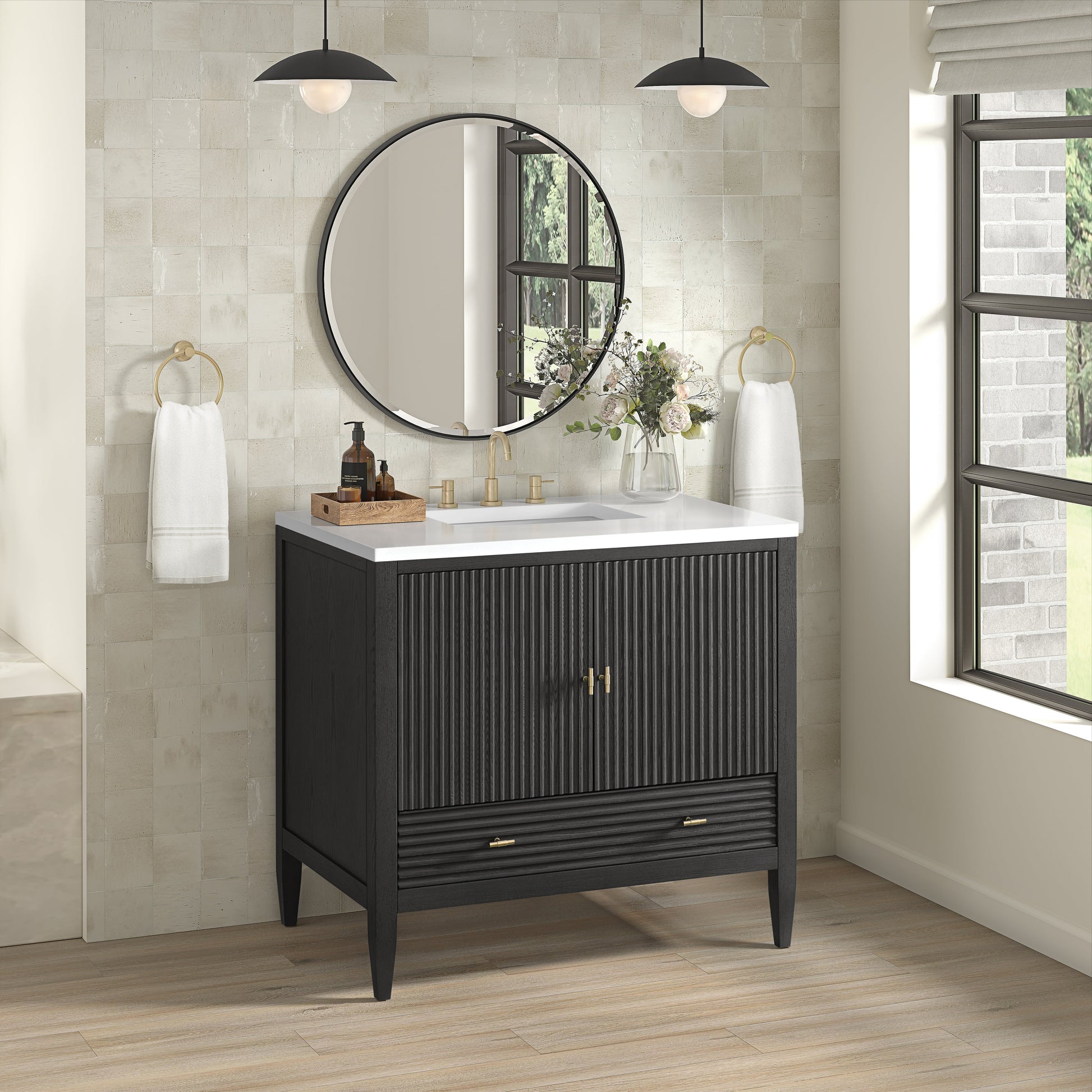 James Martin Vanities Myrrin 36" Carbon Oak Vanity