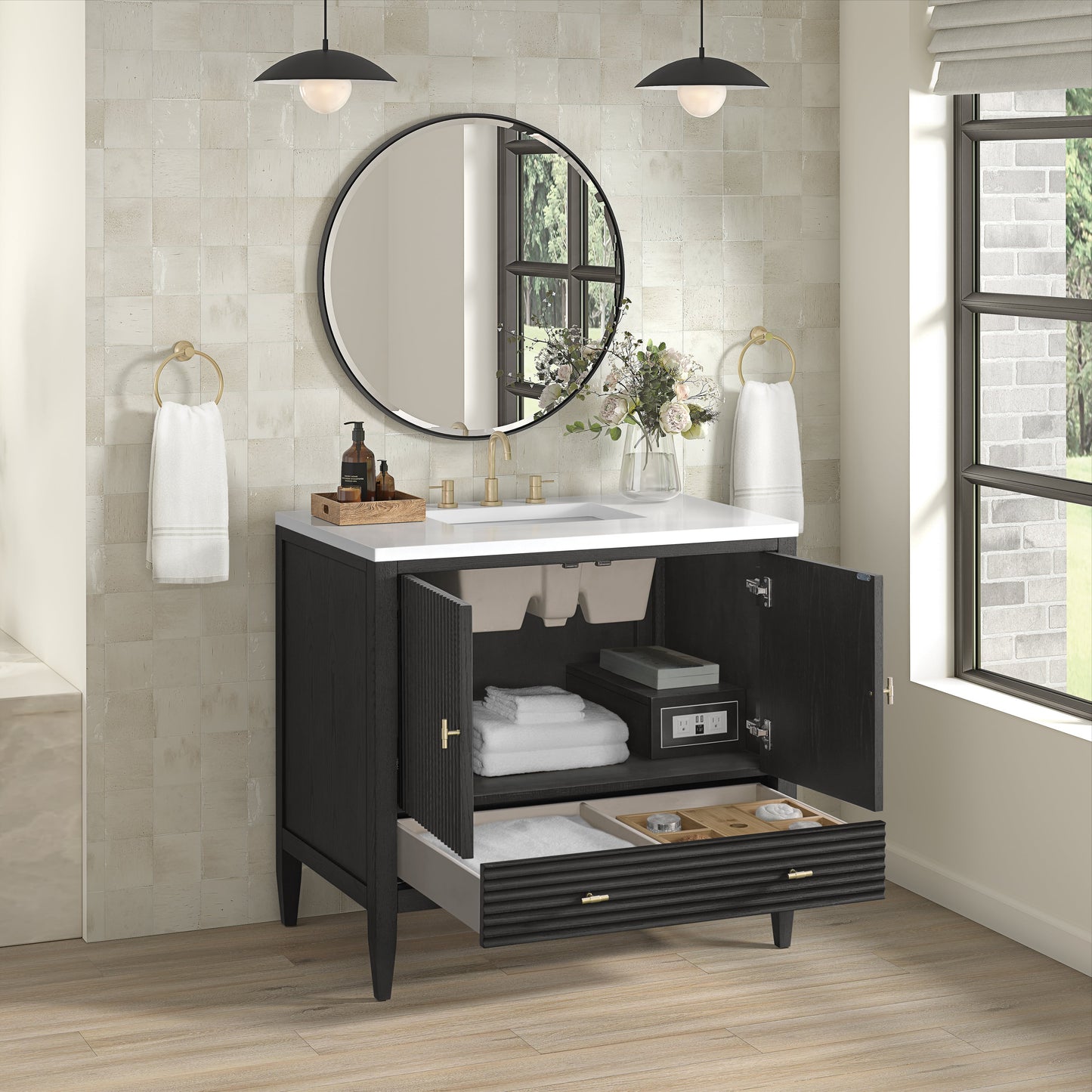 James Martin Vanities Myrrin 36" Carbon Oak Vanity