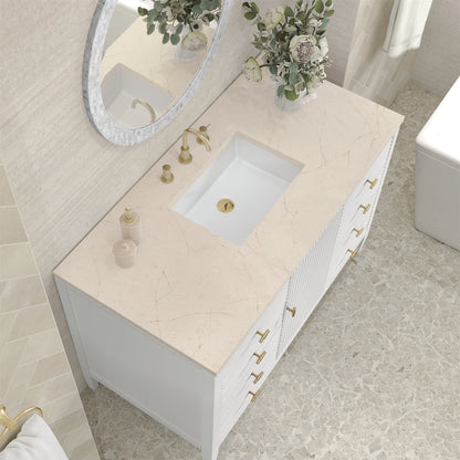 James Martin Vanities Myrrin 48" Bright White Vanity With 3 cm Eternal Marfil Quartz Top