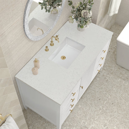 James Martin Vanities Myrrin 48" Bright White Vanity With 3 cm Lime Delight Quartz Top