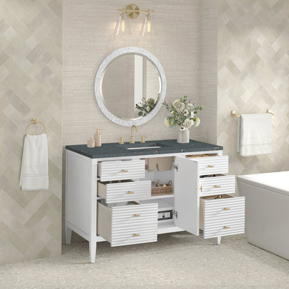 James Martin Vanities Myrrin 48" Bright White Vanity With 3 cm Parisien Bleu Quartz Top