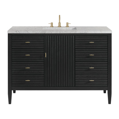 James Martin Vanities Myrrin 48" Carbon Oak Single Vanity With 3 cm Eternal Jasmine Pearl Silestone Top and FreePower Wireless Charger