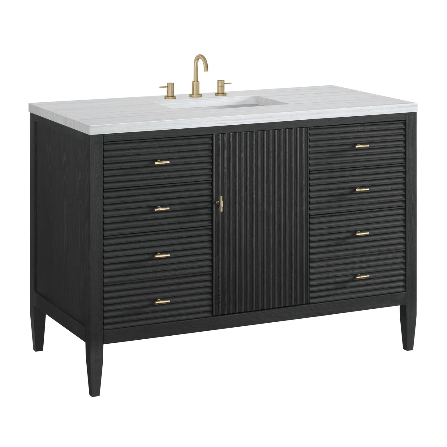 James Martin Vanities Myrrin 48" Carbon Oak Vanity With 3 cm Arctic Fall Solid Surface Top