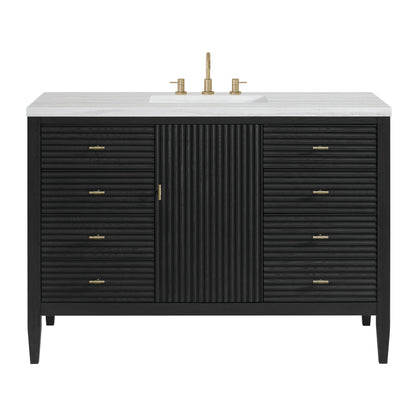 James Martin Vanities Myrrin 48" Carbon Oak Vanity With 3 cm Arctic Fall Solid Surface Top