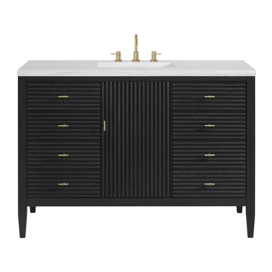 James Martin Vanities Myrrin 48" Carbon Oak Vanity With 3 cm Arctic Fall Solid Surface Top