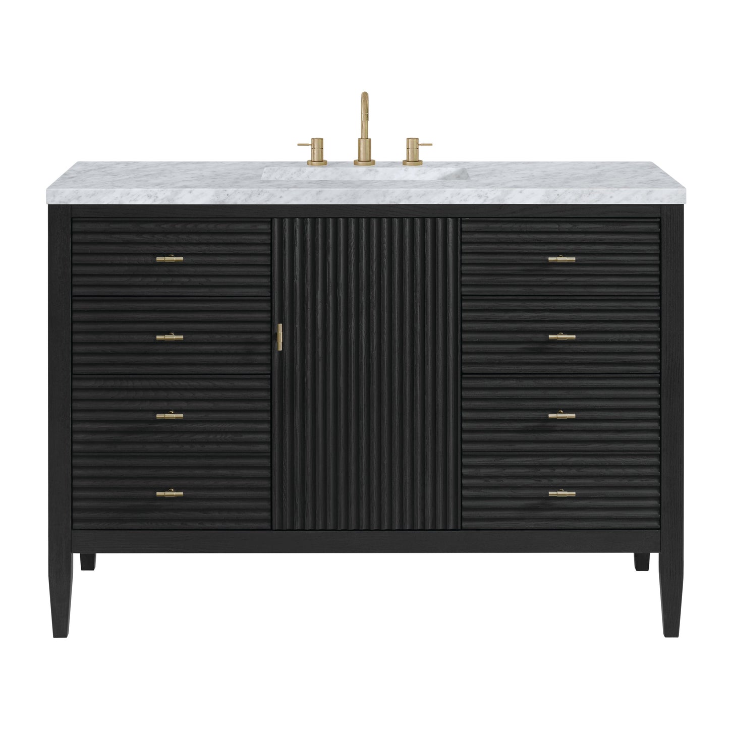 James Martin Vanities Myrrin 48" Carbon Oak Vanity With 3 cm Carrara White Marble Top