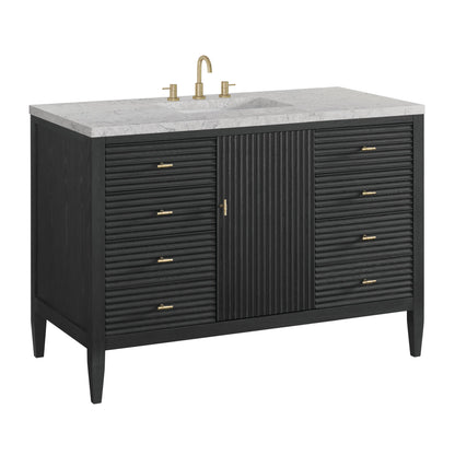 James Martin Vanities Myrrin 48" Carbon Oak Vanity With 3 cm Eternal Jasmine Pearl Quartz Top