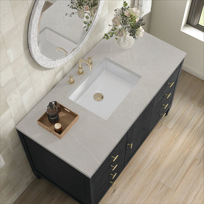 James Martin Vanities Myrrin 48" Carbon Oak Vanity With 3 cm Eternal Serena Quartz Top