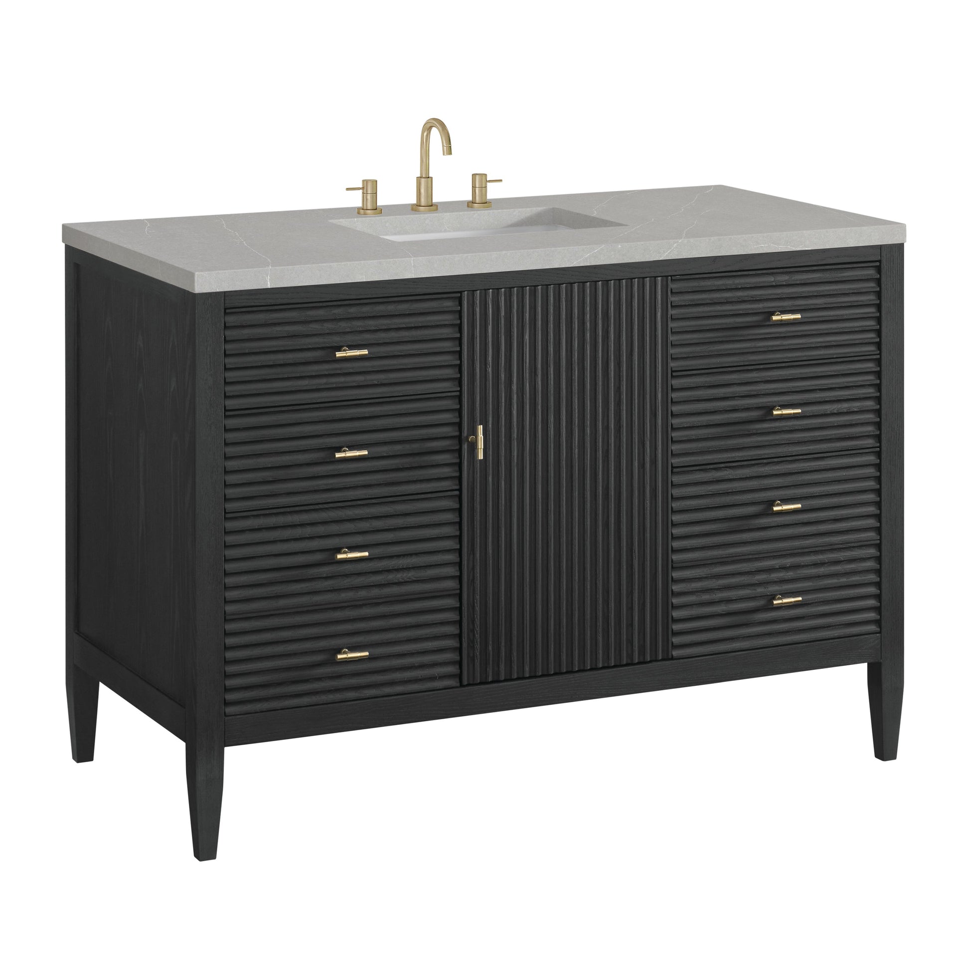 James Martin Vanities Myrrin 48" Carbon Oak Vanity With 3 cm Eternal Serena Quartz Top