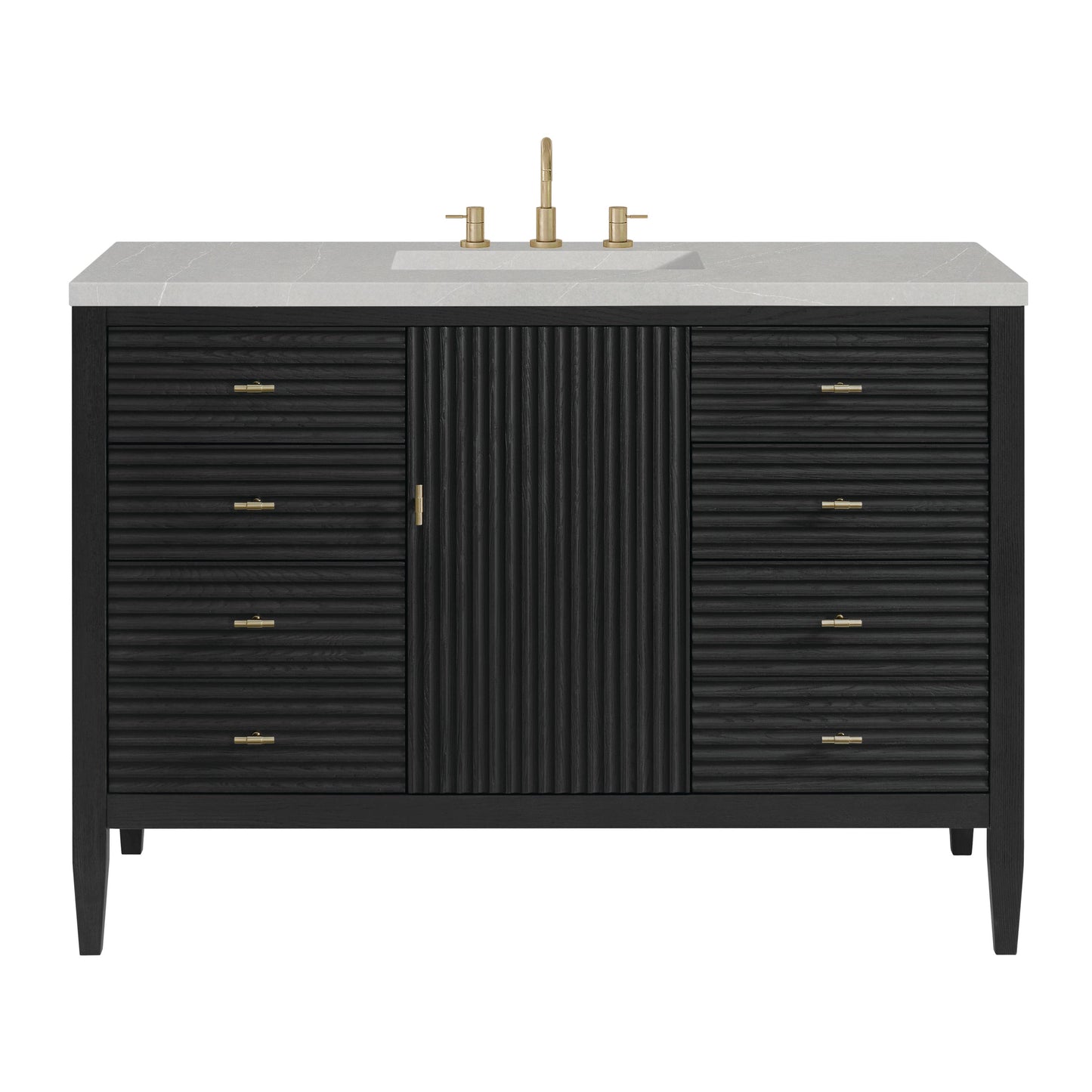 James Martin Vanities Myrrin 48" Carbon Oak Vanity With 3 cm Eternal Serena Quartz Top