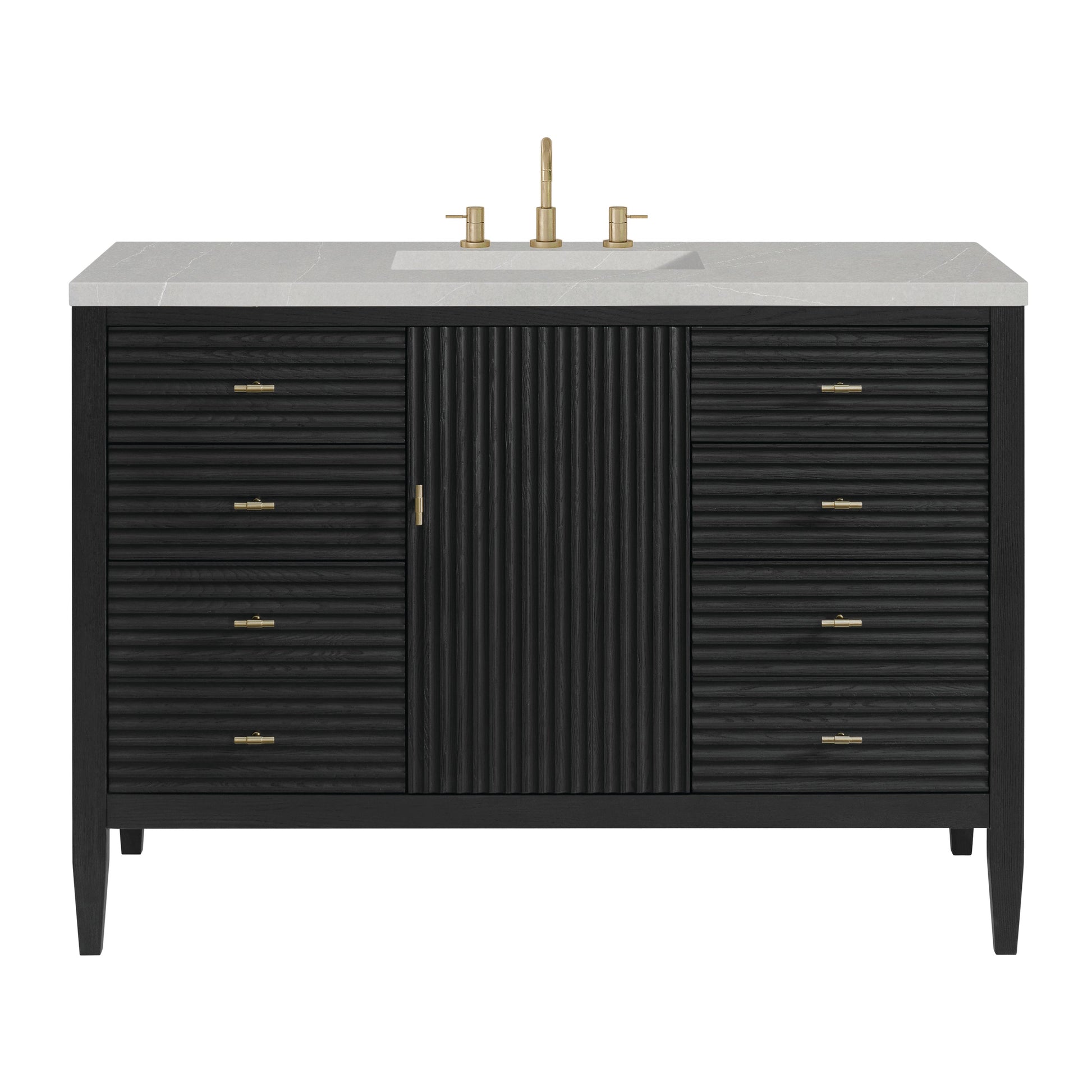 James Martin Vanities Myrrin 48" Carbon Oak Vanity With 3 cm Eternal Serena Quartz Top