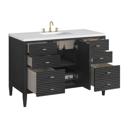 James Martin Vanities Myrrin 48" Carbon Oak Vanity With 3 cm White Zeus Quartz Top