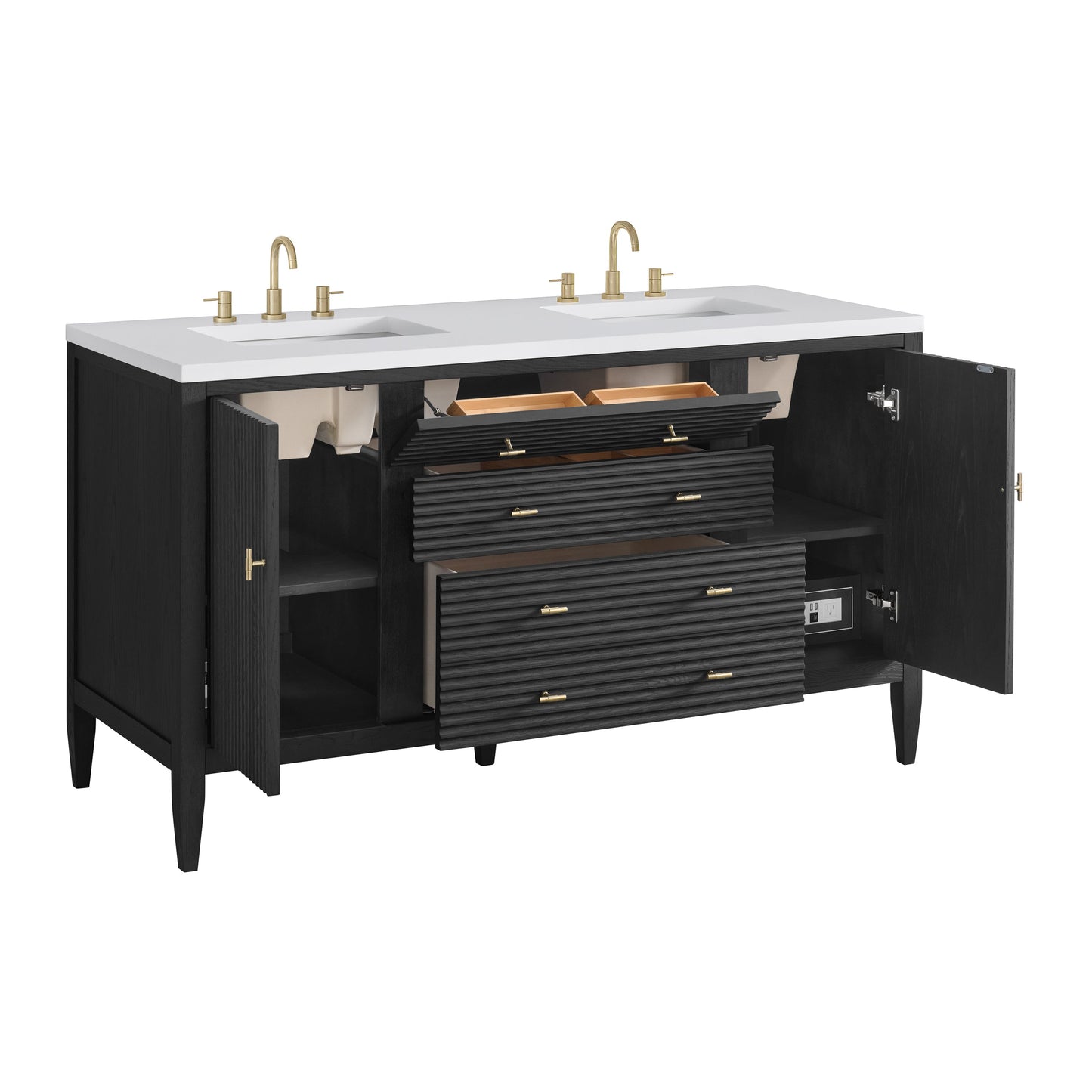 James Martin Vanities Myrrin 60" Carbon Oak Double Vanity