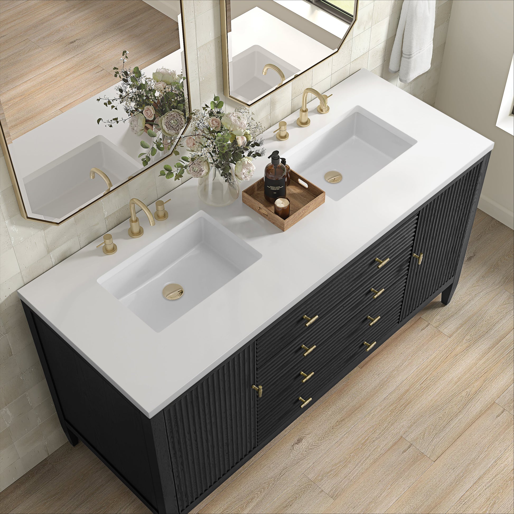 James Martin Vanities Myrrin 60" Carbon Oak Double Vanity