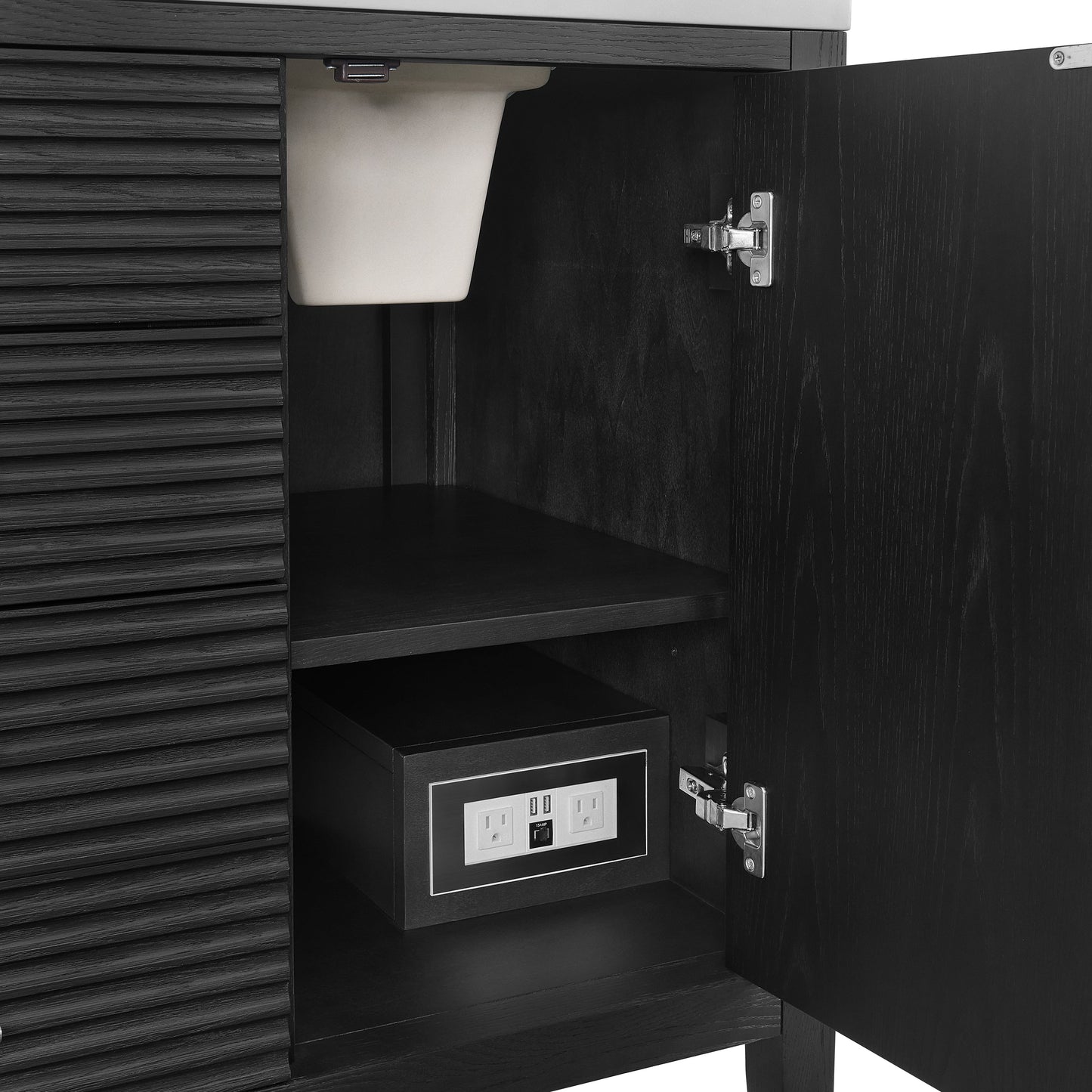 James Martin Vanities Myrrin 60" Carbon Oak Double Vanity With 3 cm Charcoal Soapstone Quartz Top