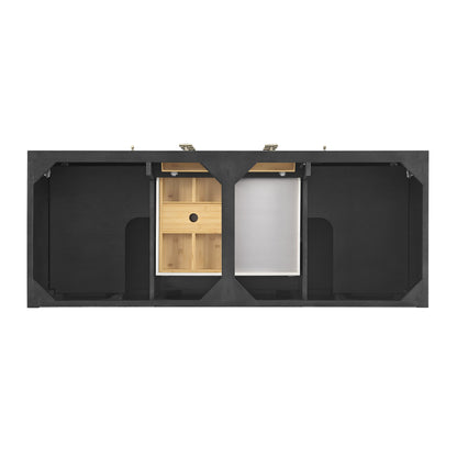 James Martin Vanities Myrrin 60" Carbon Oak Double Vanity With 3 cm Charcoal Soapstone Quartz Top