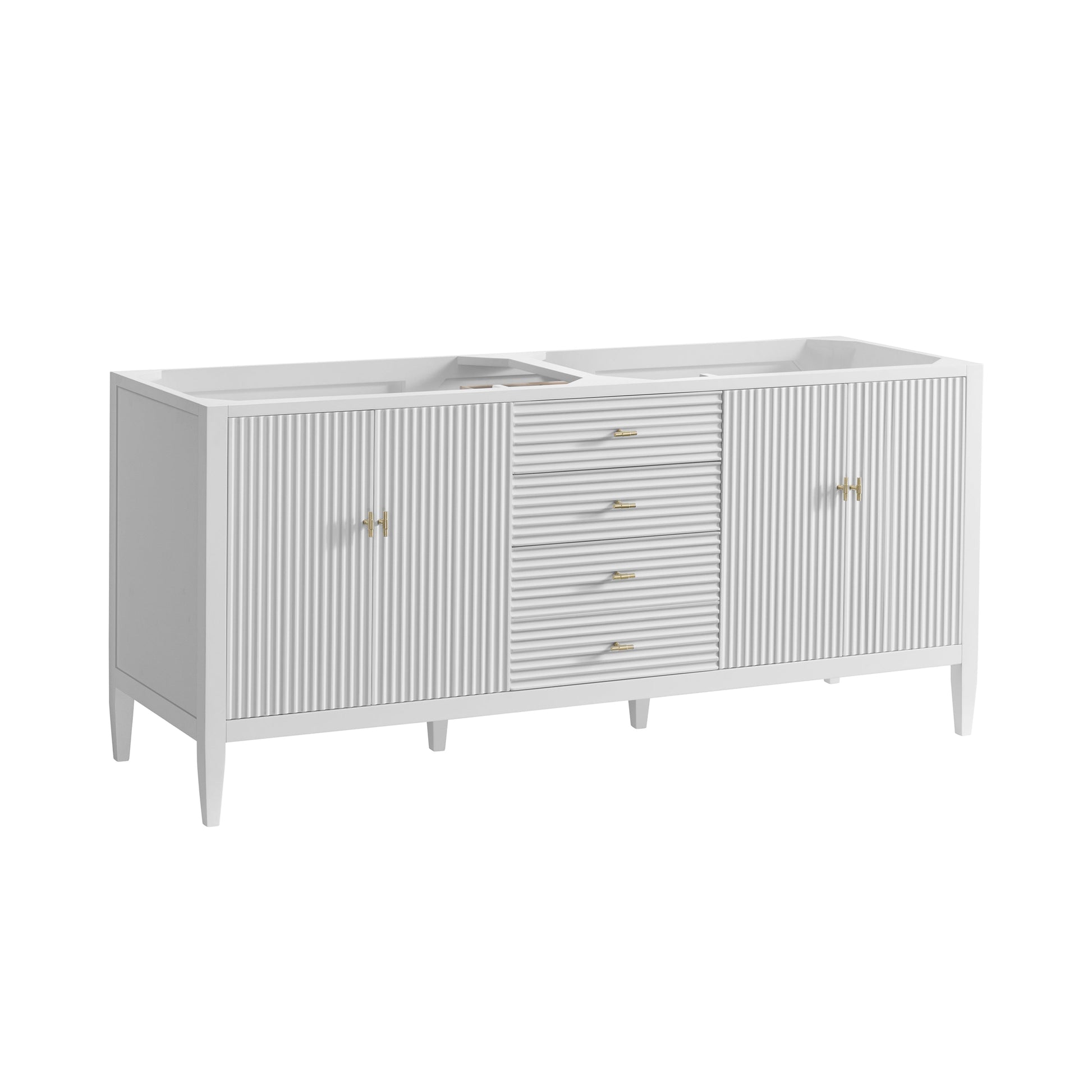 James Martin Vanities Myrrin 72" Bright White Double Vanity With 3 cm Parisien Bleu Quartz Top