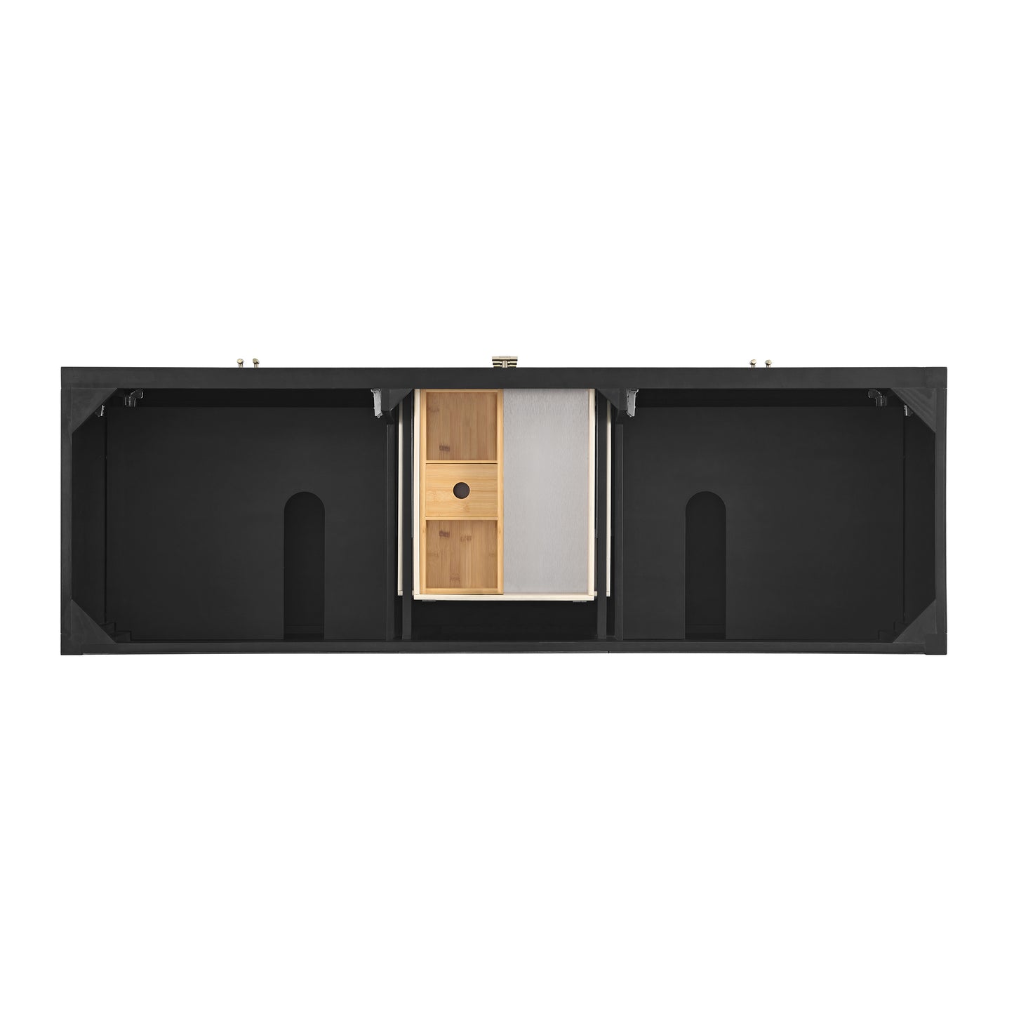 James Martin Vanities Myrrin 72" Carbon Oak Double Vanity With 3 cm Ethereal Noctis Silestone Top and FreePower Wireless Charger