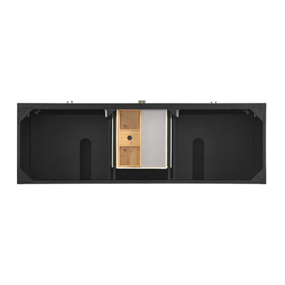 James Martin Vanities Myrrin 72" Carbon Oak Double Vanity With 3 cm Parisien Bleu Silestone Top and FreePower Wireless Charger