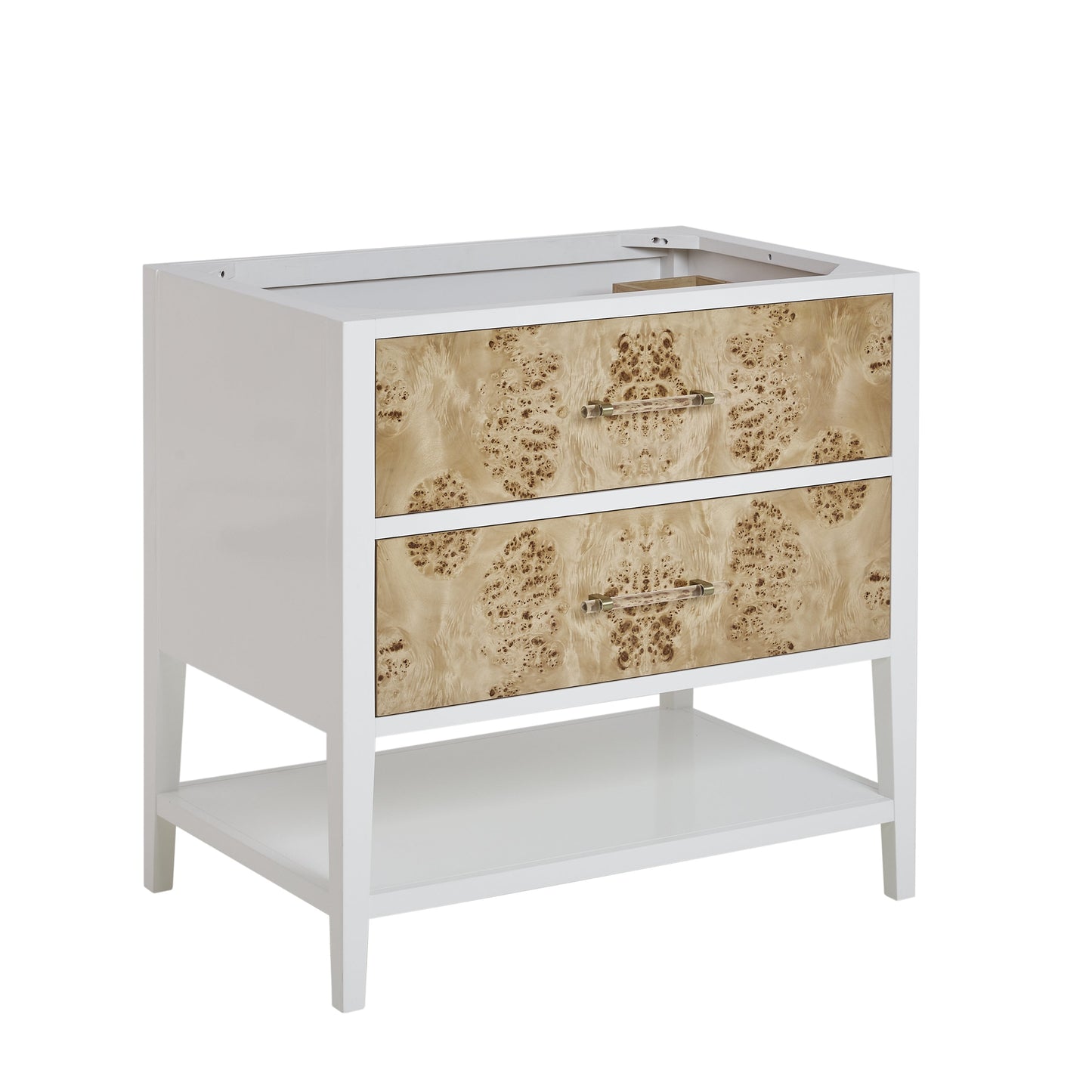 James Martin Vanities Olena 36" Light Mappa Burl and Polished White Single Vanity