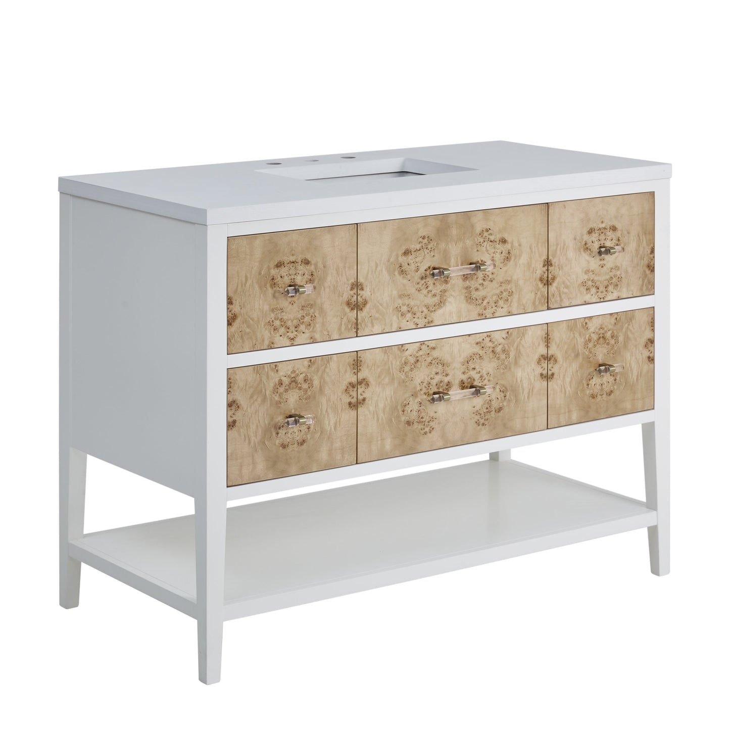 James Martin Vanities Olena 48" Light Mappa Burl and Polished White Single Vanity