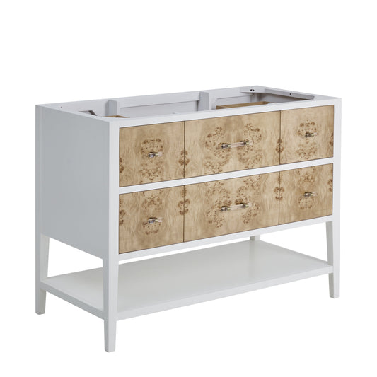 James Martin Vanities Olena 48" Light Mappa Burl and Polished White Single Vanity