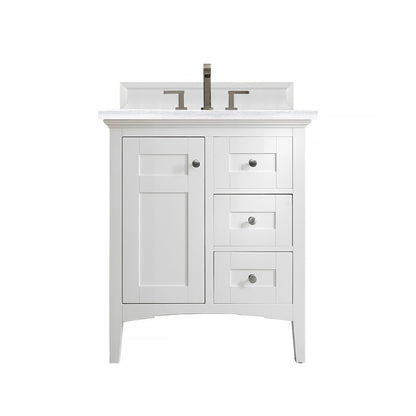James Martin Vanities Palisades 30" Bright White Single Vanity With 3cm Arctic Fall Solid Surface Top