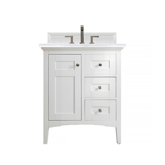 James Martin Vanities Palisades 30" Bright White Single Vanity With 3cm Arctic Fall Solid Surface Top